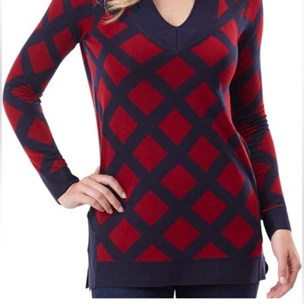 Mud Pie women’s navy and red tunic sweater size medium